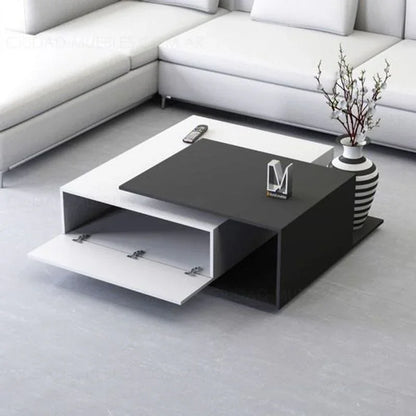 Coffee Table - MDF - White & Black - 80x80x40 - Cataloug
