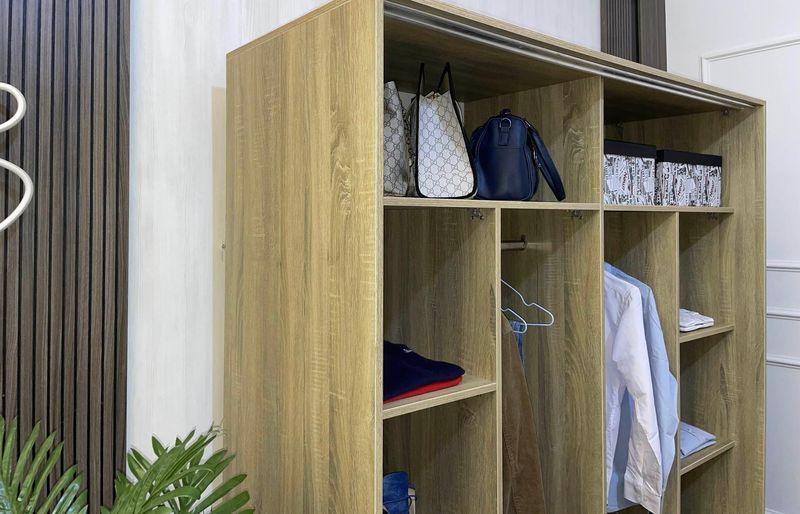 Wardrobe - MDF Wood - White & Beige - 160x60x200 cm - Cataloug