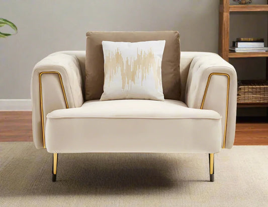 Arm Chair Beech Wood Velvet Beige 120??90??75 - Cataloug
