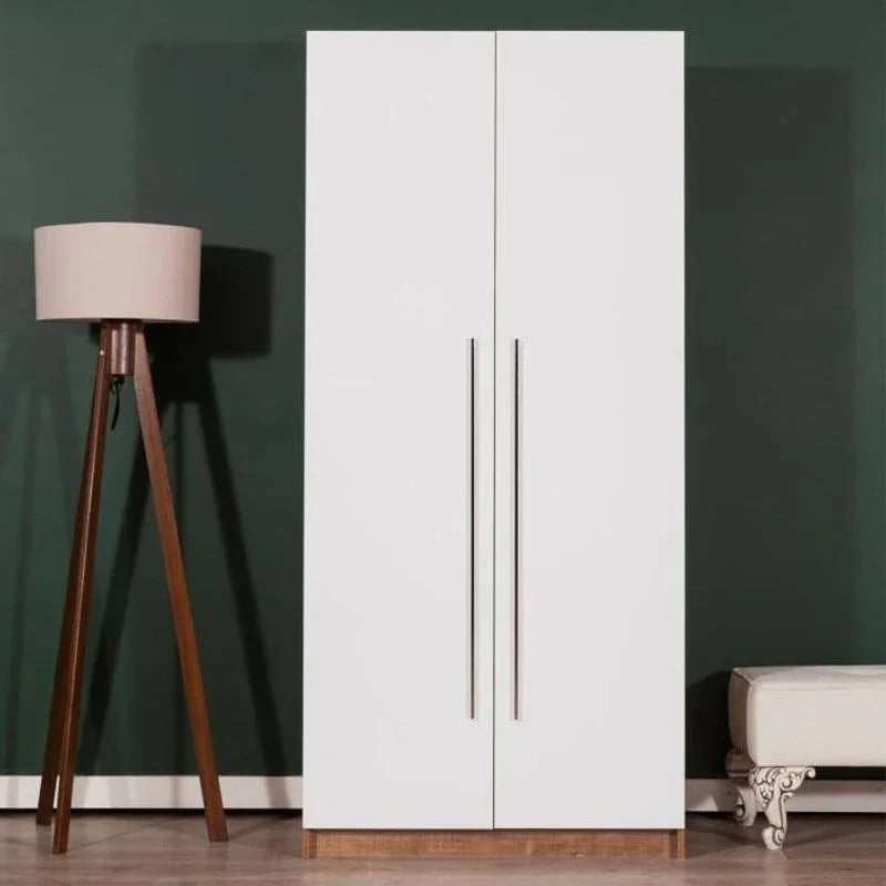 Wardrobe - MDF Wood - White & Brown - 90x52x185 cm - Cataloug