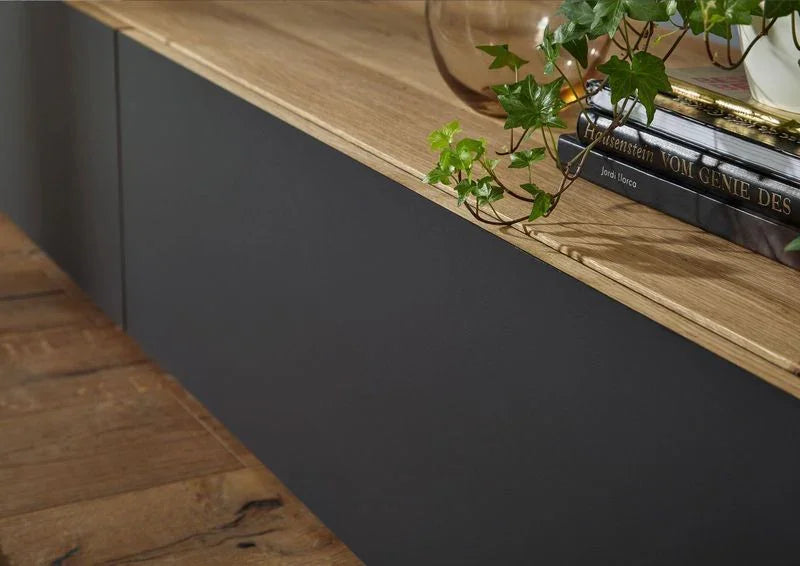 TV Unit - MDF Wood - Black & Beige - 140x30x35 cm - Cataloug