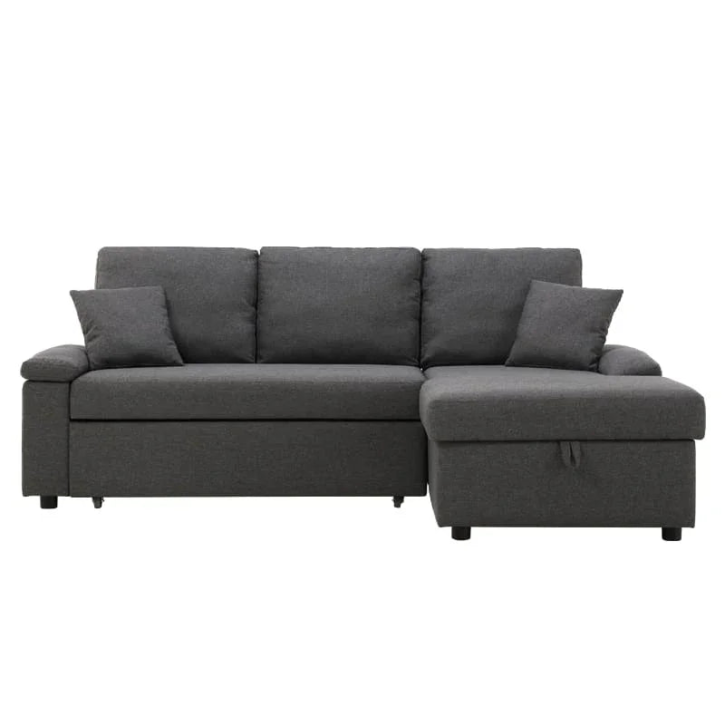 Sofa Storage - Beech Wood - Linen Fabric - Grey - 240x160x90x75 cm - Cataloug