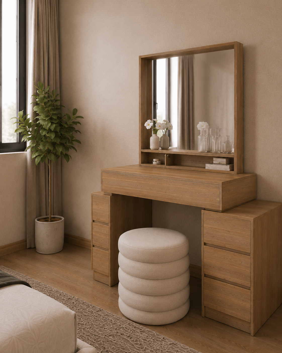 Full Bedroom  - MDF Wood - Beige