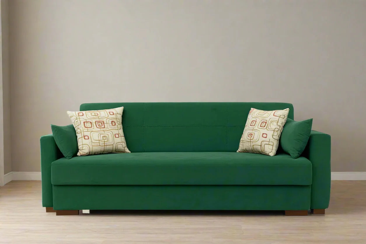 Sofa - Beech Wood - Linen Fabric - Green - 230x90 cm - Cataloug