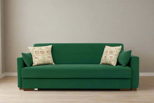 Sofa - Beech Wood - Linen Fabric - Green - 230x90 cm - Cataloug
