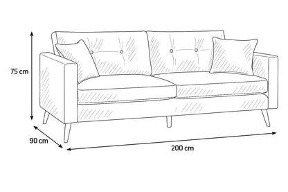 Sofa - Beech Wood - Linen - Slate Blue - 200x90x75 cm - Cataloug