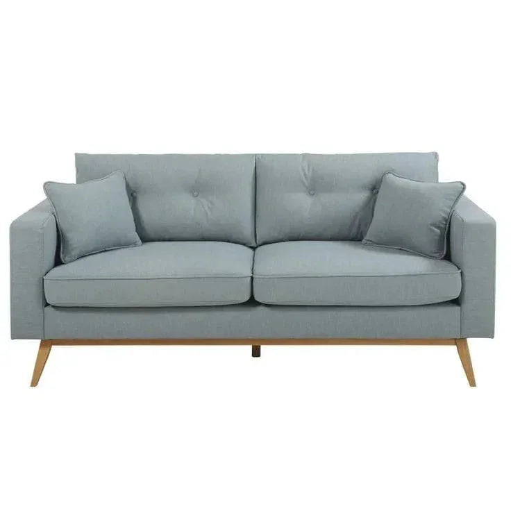Sofa - Beech Wood - Linen Fabric - Blue - 200x90x75 cm - Cataloug