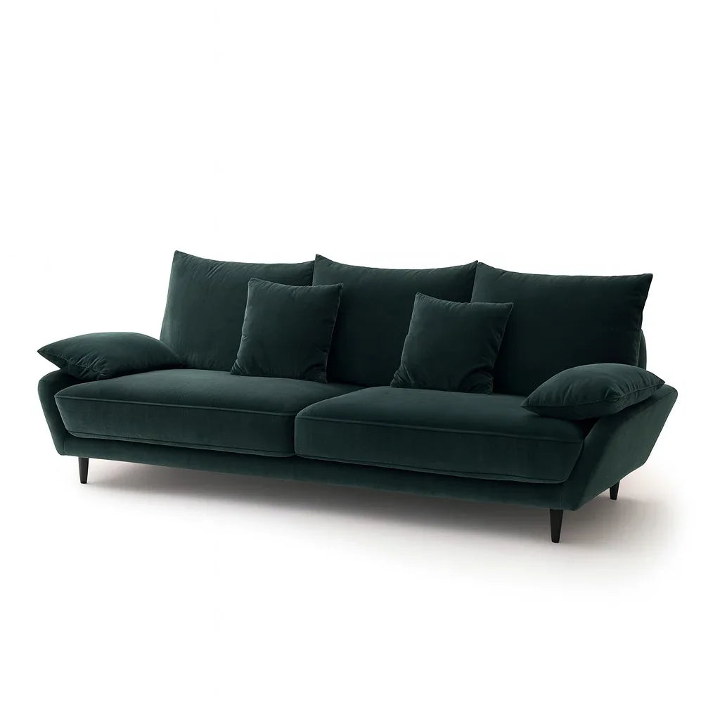 Sofa - Beech Wood - Velvet Fabric - Green - 220x90x75 cm - Cataloug