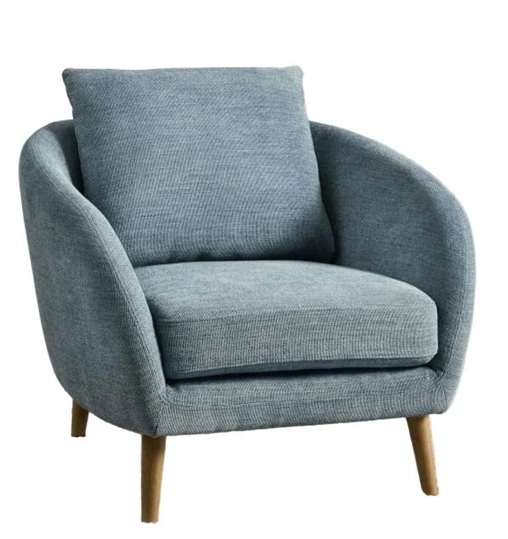 Arm Chair - Beech Wood - Linen Fabric - Blue - 80x80x90 cm - Cataloug