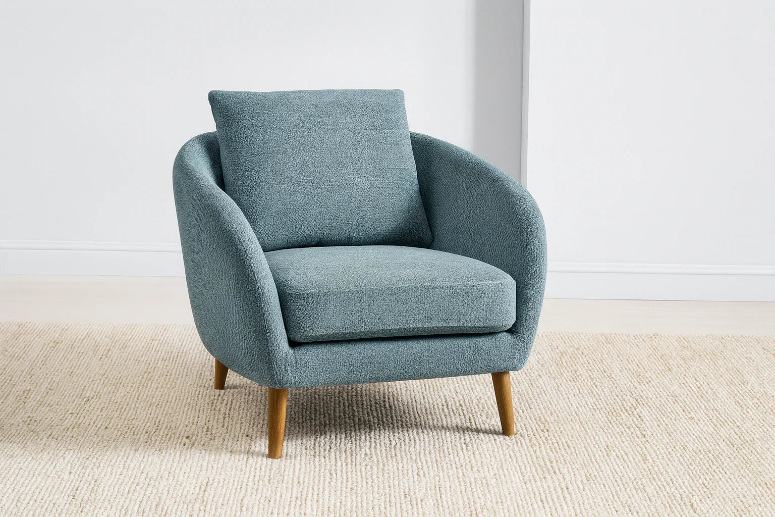 Arm Chair - Beech Wood - Linen Fabric - Blue - 80x80x90 cm - Cataloug