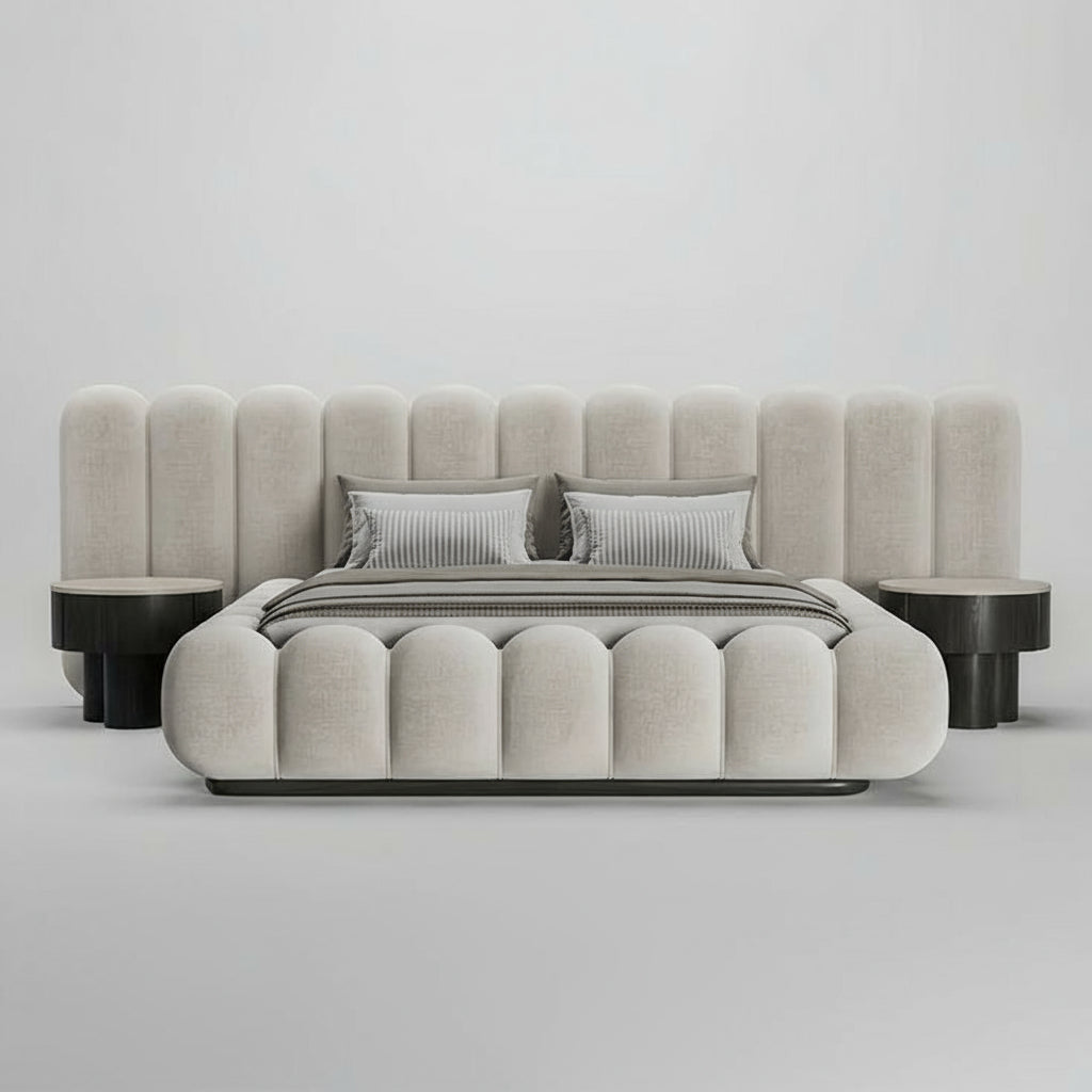 سرير - خشب ام دي اف- رمادي - متعدد المقاسات