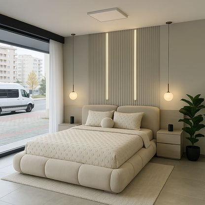 سرير - خشب ام دي اف- أبيض - متعدد المقاسات