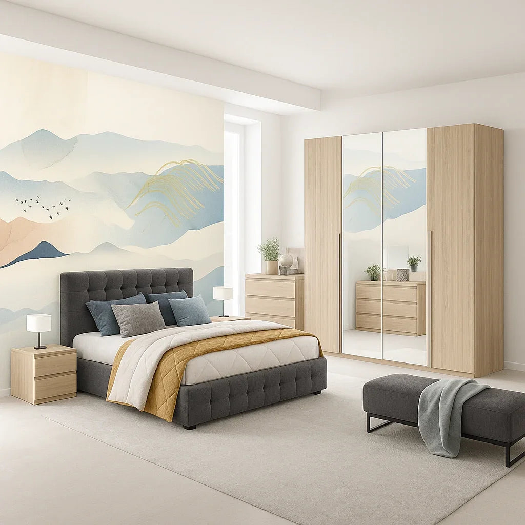 Full Bedroom - MDF - Beige & Grey - Cataloug