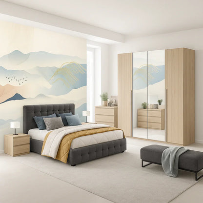 Full Bedroom - MDF - Beige & Grey - Cataloug