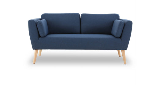 Sofa Beech Wood Linen Blue 200×90×75 cm - Cataloug