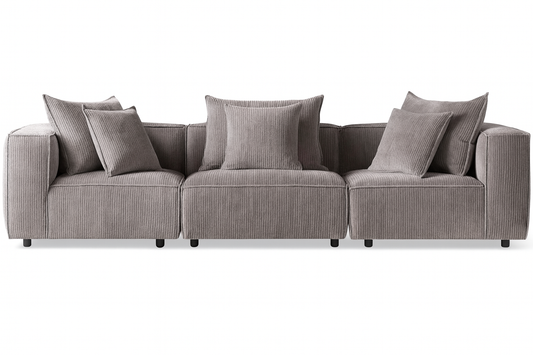 Sofa Beech Wood Linen Grey 250×100×75 cm - Cataloug