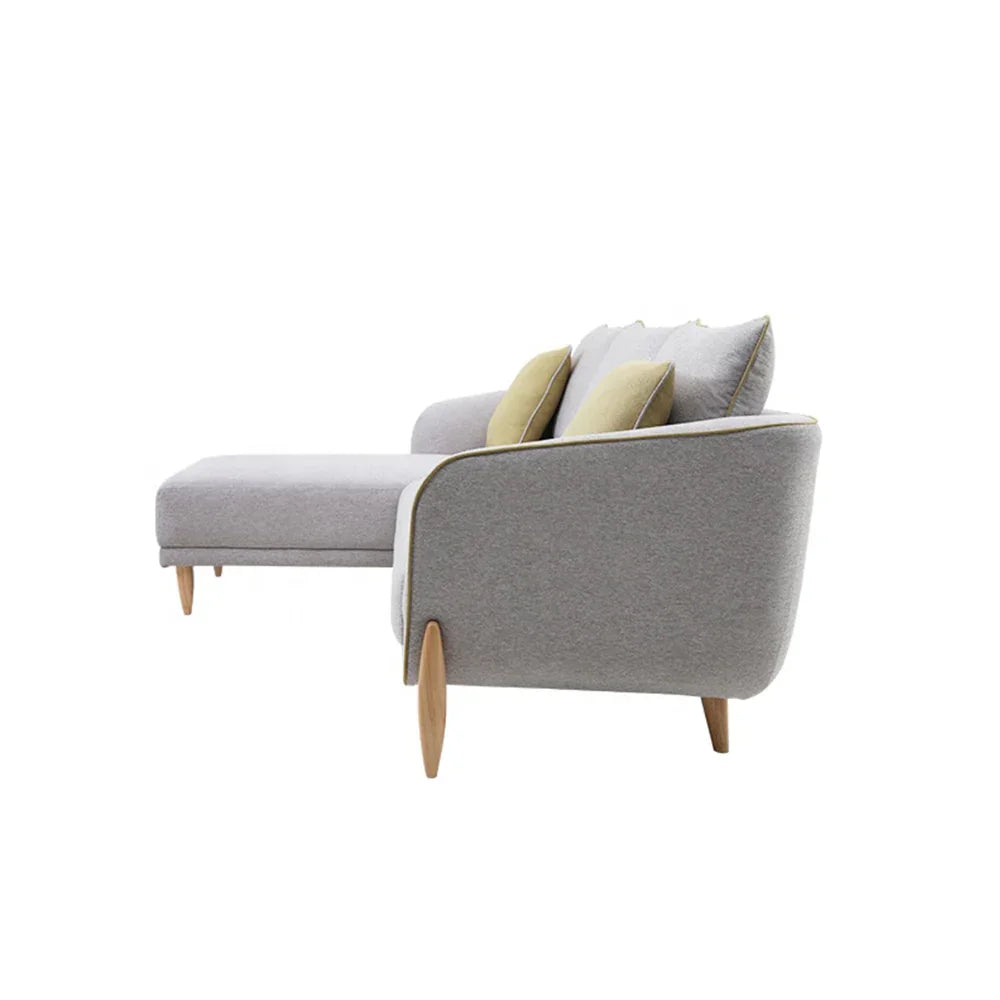 Sofa L Shape - Beech Wood - Linen Fabric - Grey - 260x170x90x75 cm - Cataloug