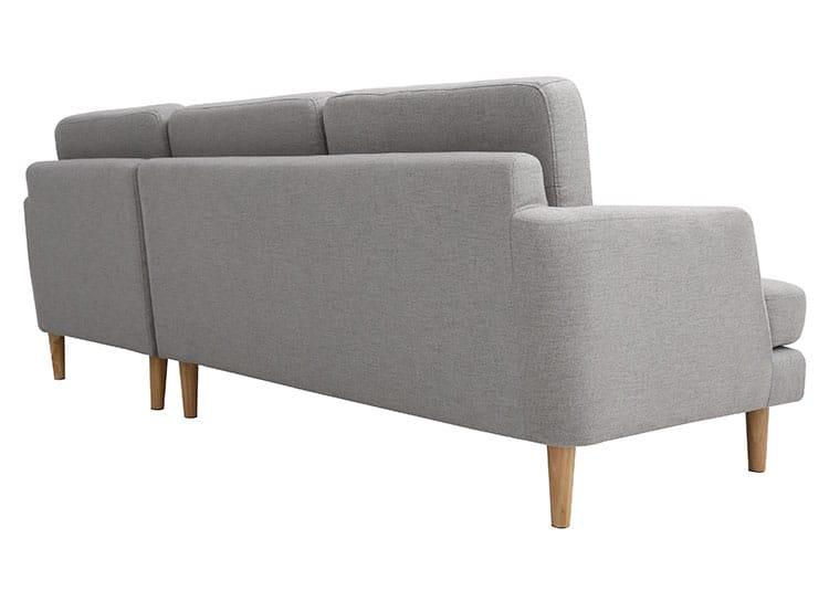 Sofa L Shape - Beech Wood - Linen Fabric - Grey - 250x170x90x75 cm - Cataloug