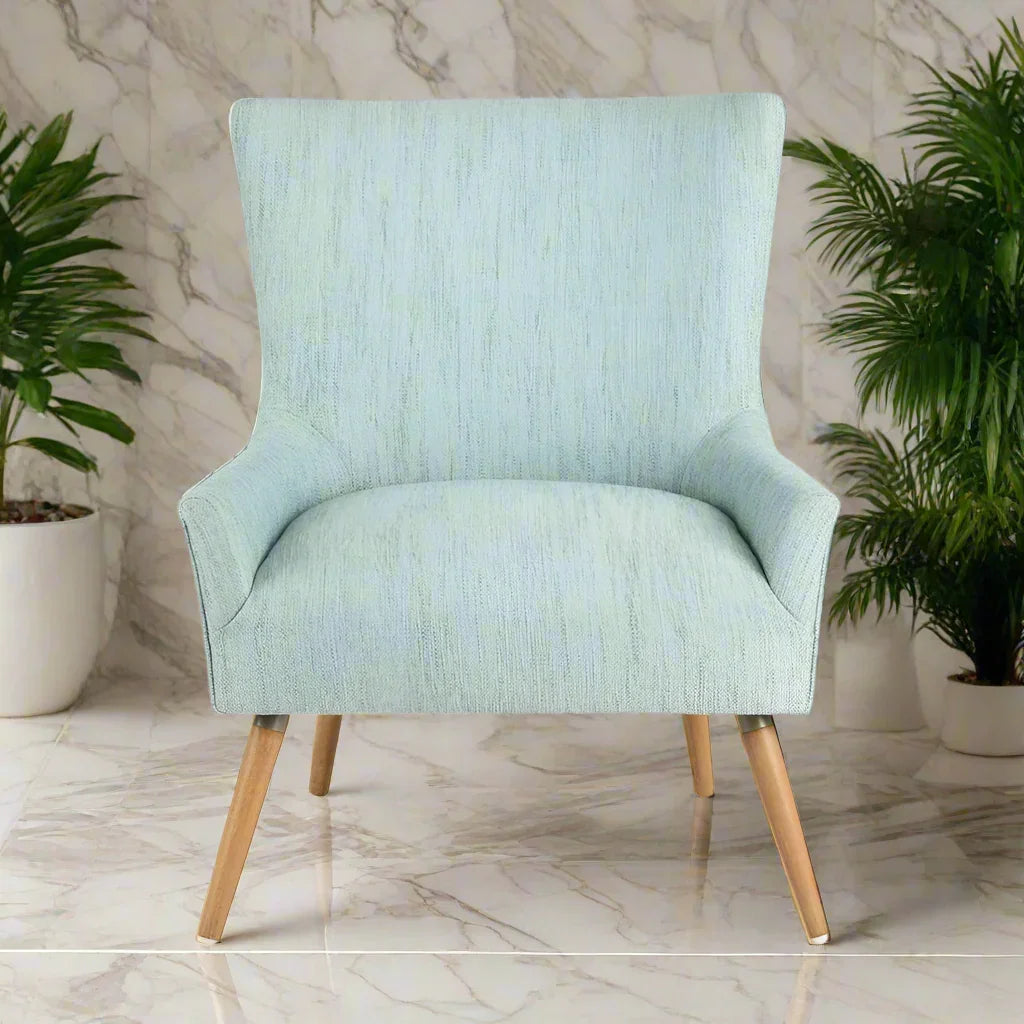 Arm Chair - Beech Wood - Linen Fabric - Blue 80x80x90 cm