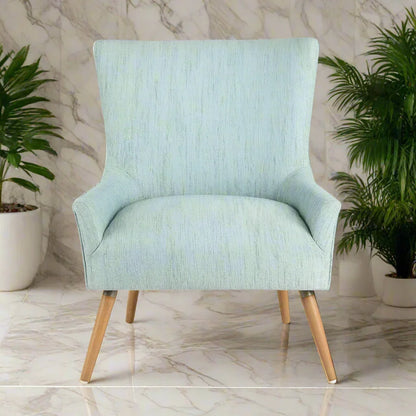 Arm Chair - Beech Wood - Linen Fabric - Blue 80x80x90 cm