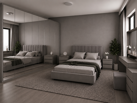 Full Bedroom  - MDF Wood - Gray