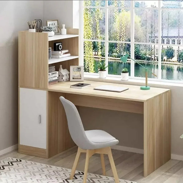 Desk - MDF Wood - Beige & White - 100x50x135 cm - Cataloug