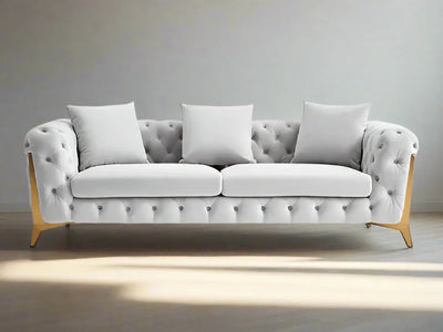 Sofa - Beech Wood - Velvet Fabric - Grey - 240x90x75 cm - Cataloug