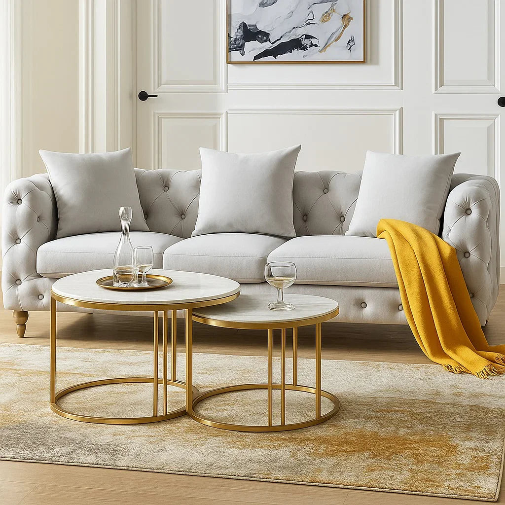 Sofa - Beech Wood - Velvet Fabric - Grey - 240x90x75 cm - Cataloug