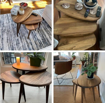 Brown three - piece oval side table set - Cataloug