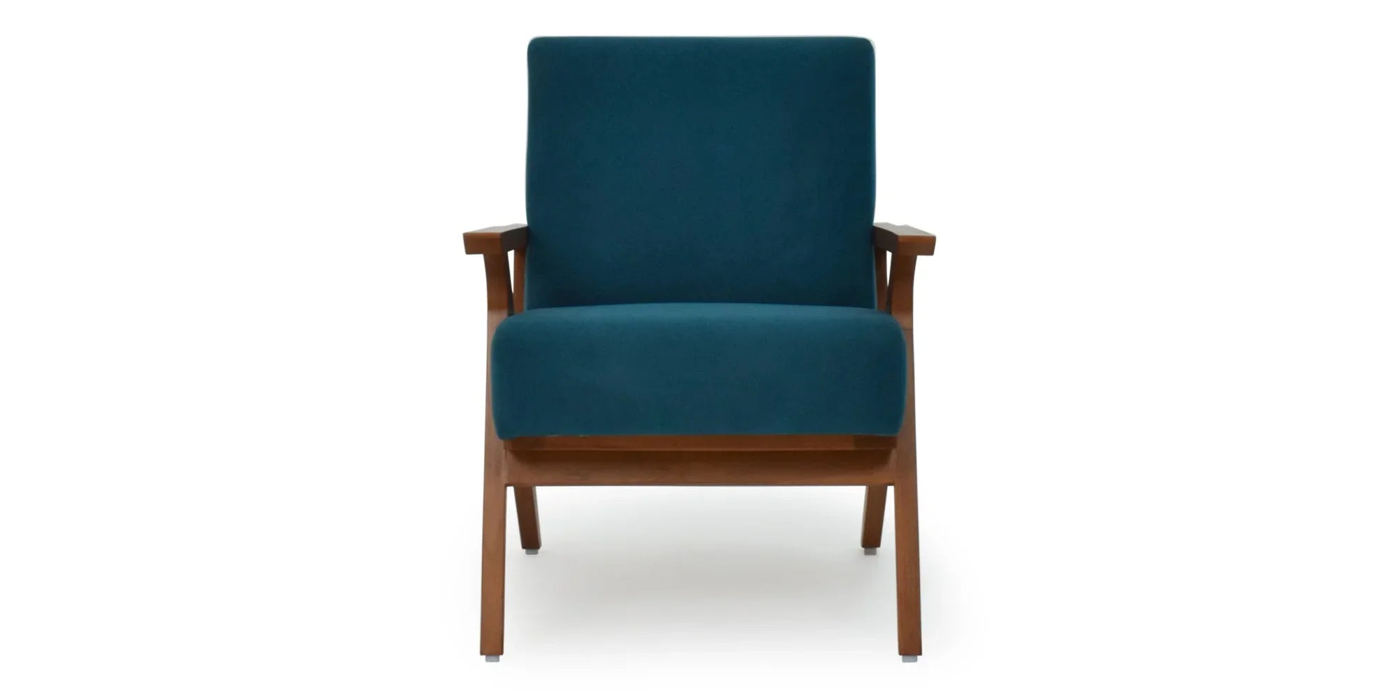 Arm Chair - Oak Wood - Linen Fabric - Blue - 80x80x90cm - Cataloug