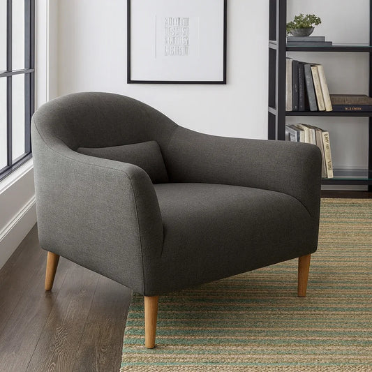 Arm Chair - Beech Wood - Linen - Grey - 80??80??90 cm - Cataloug