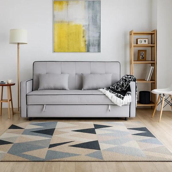 Sofa Storage - Beech Wood - Linen Fabric - Grey - 220x90x75 cm - Cataloug