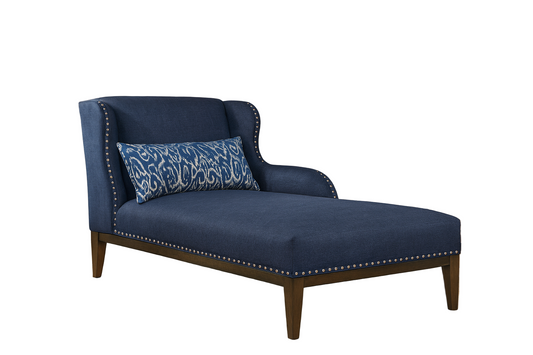 Chaise Lounge - Beech Wood - Linen Fabric - Blue - 160×90×80 cm - Cataloug