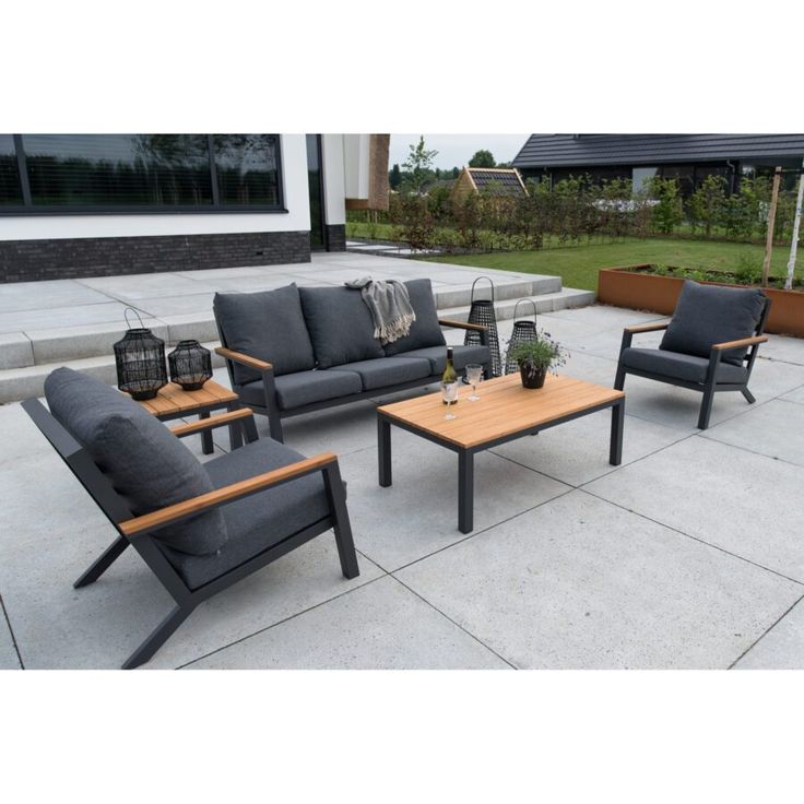 Outdoor Set - 5 Pieces - Grey & Black