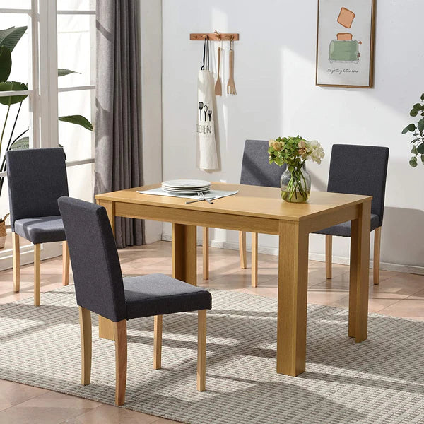 Dining Table - 4 Chairs - MDF Wood & Beech wood - Beige & Grey - 120 x 80 x 80 cm
