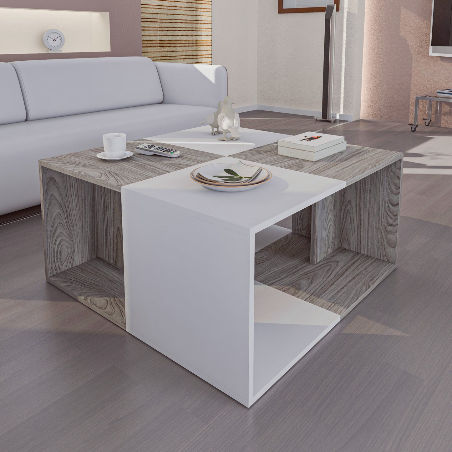 Coffee Table - MDF - Multi Color - 90x90x45 cm