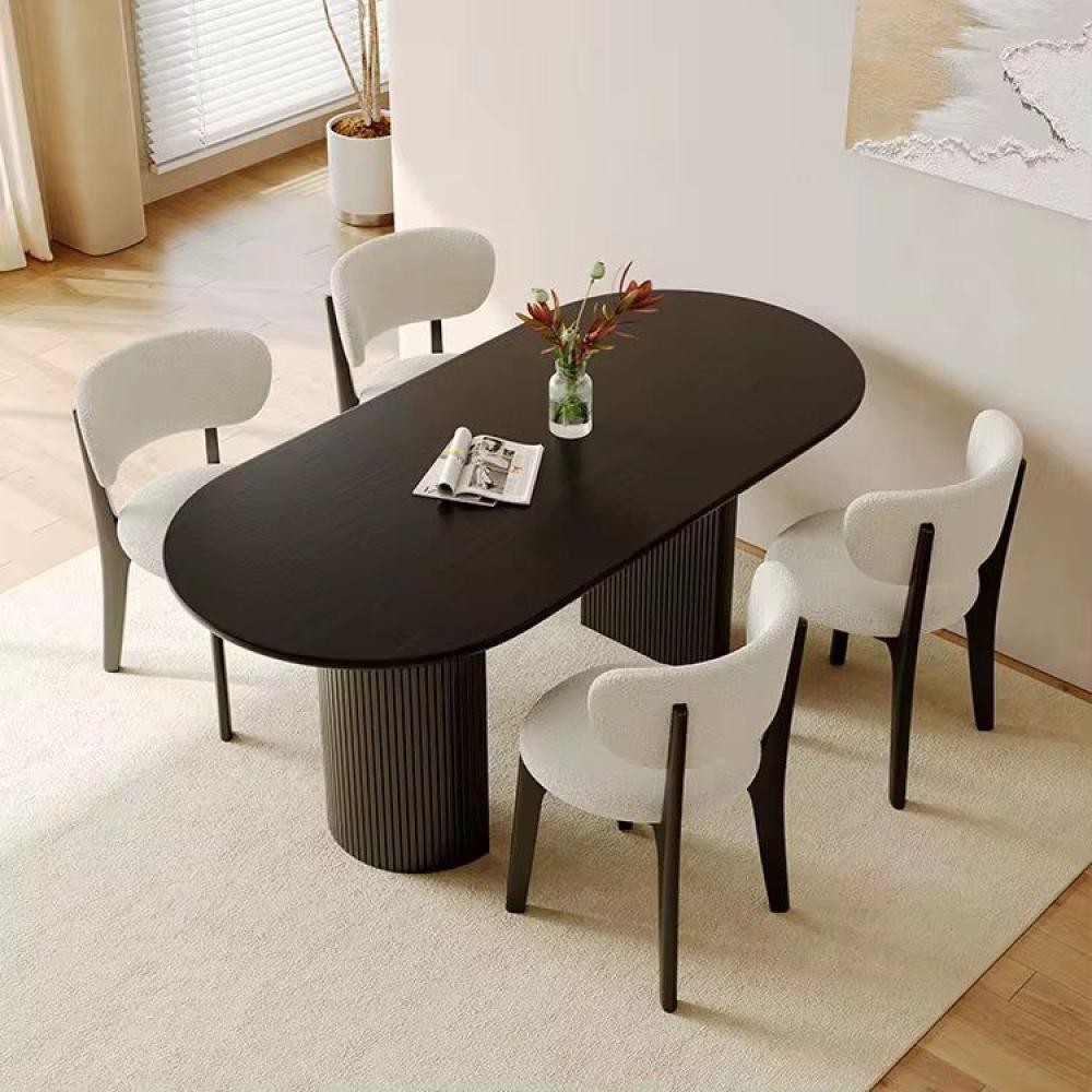 Dining table without chairs - Beech wood & MDF wood - Black - 200x90x77 cm