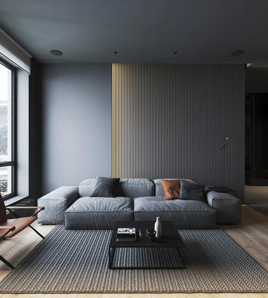 Sofa - Beech Wood - Linen Fabric - Grey - 280x100 cm - Cataloug