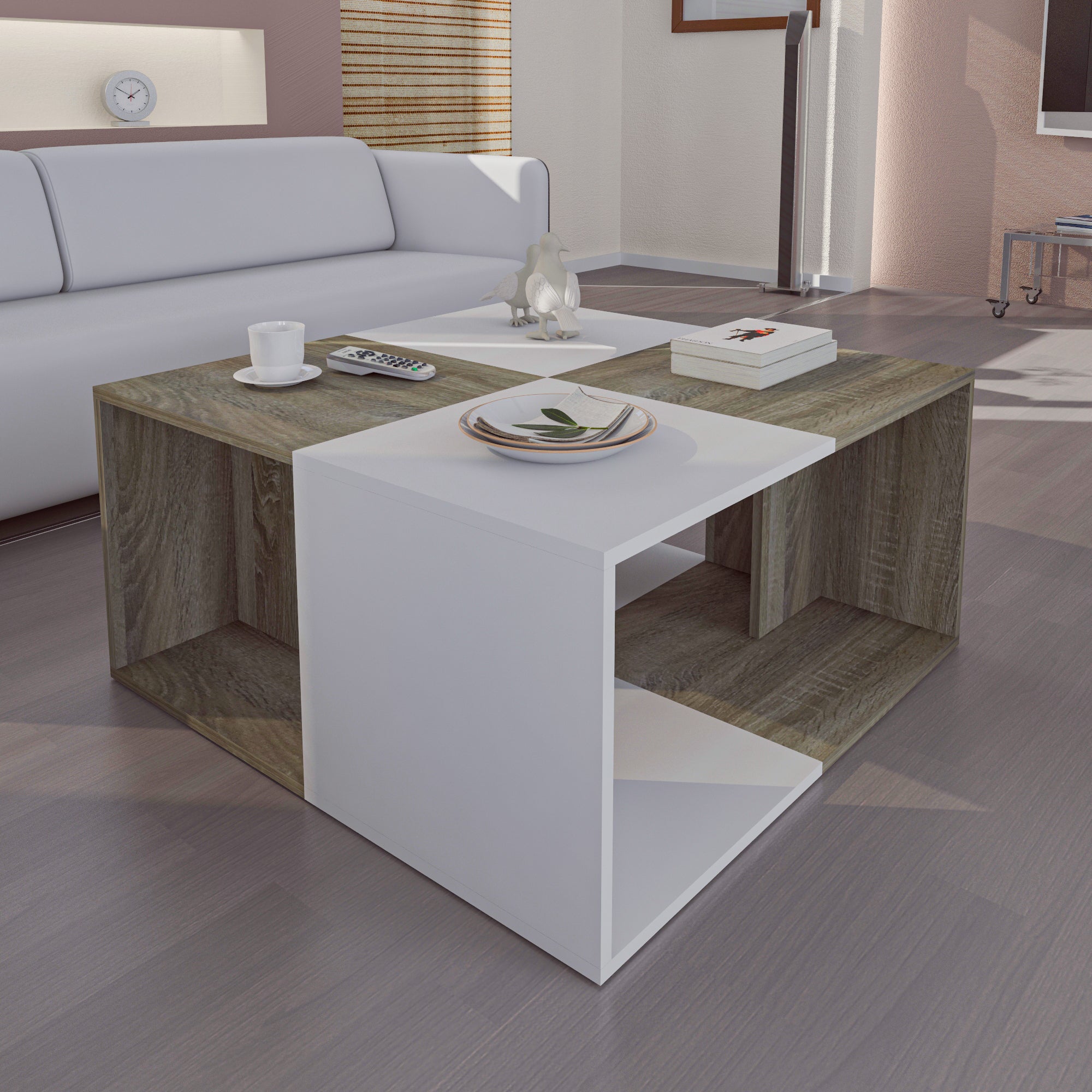 Coffee Table - Multi Color - MDF - 90x90x45 cm
