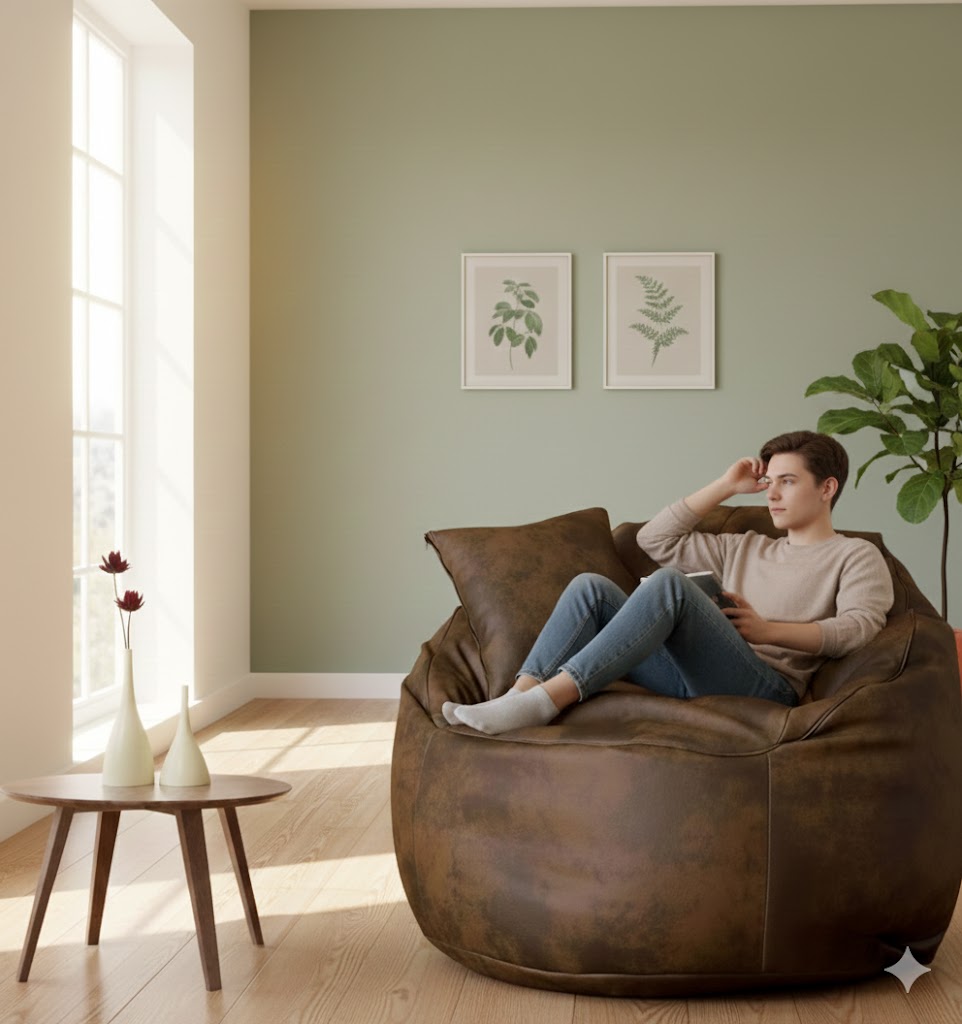 Marc Leather Bean Bag - Leather - Multi Color - 100x85x55 cm