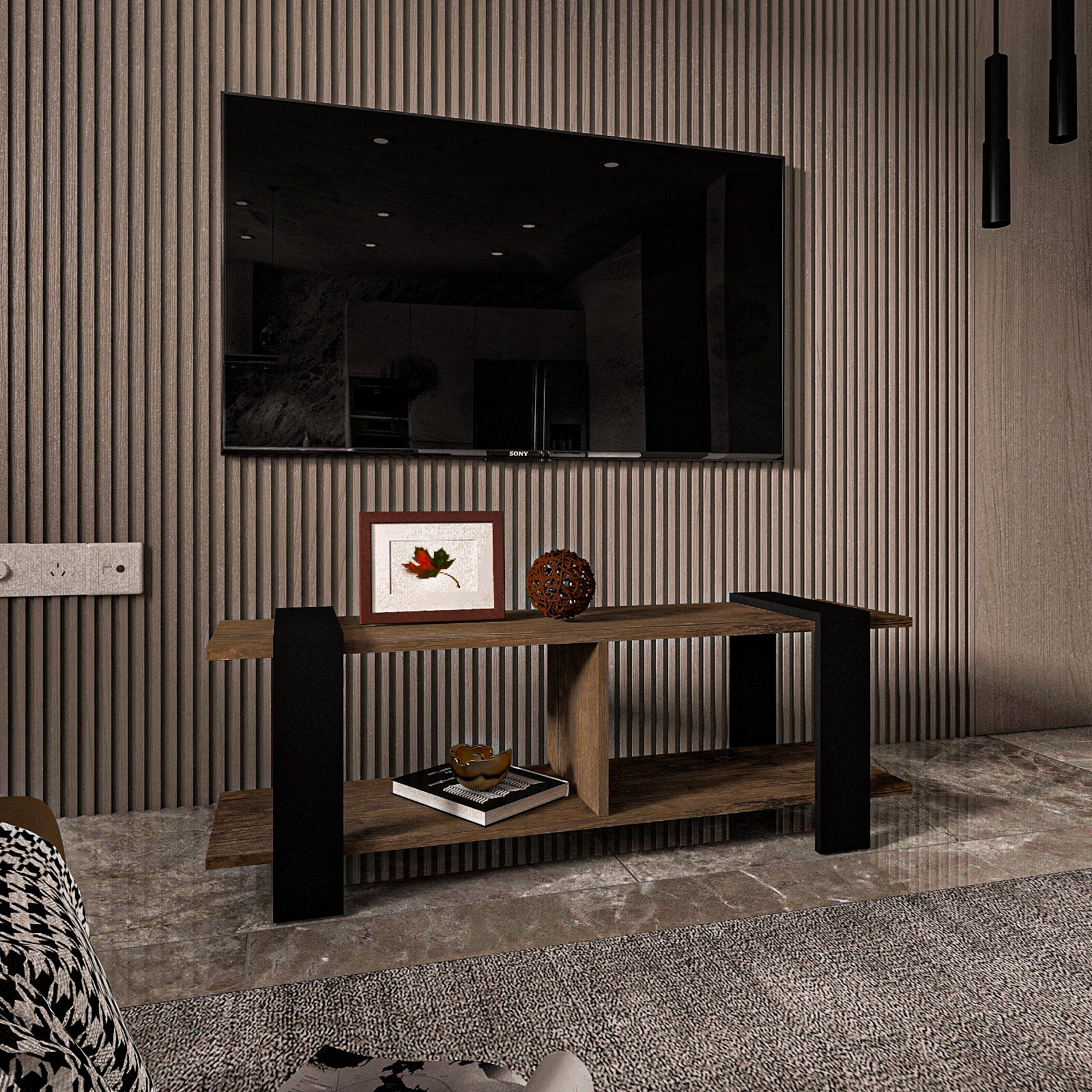 وحدة تلفزيون - خشب MDF - متعدد الألوان - 120×30×43