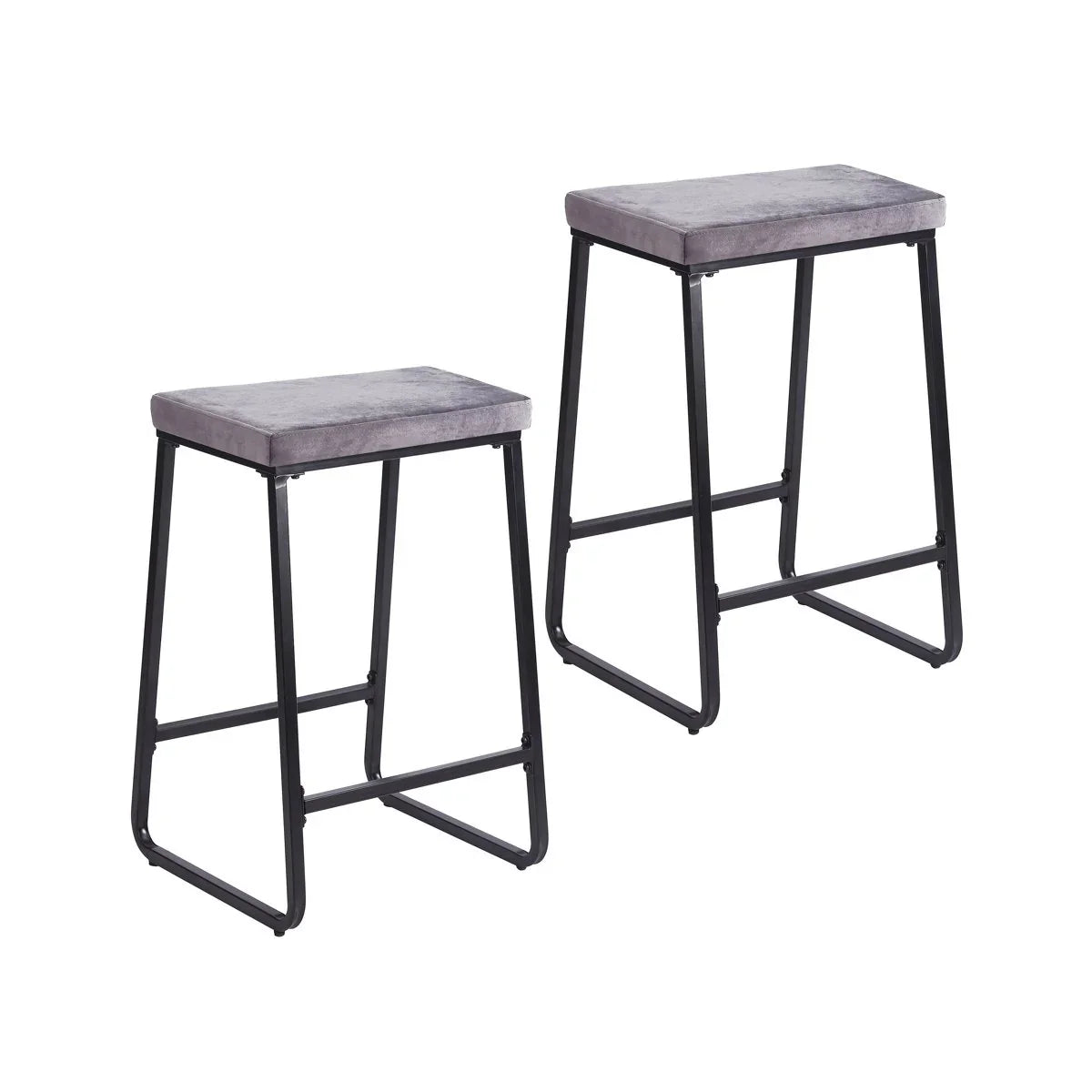Bar Stool - Steel - Fabric - Black - 40x40x70 cm