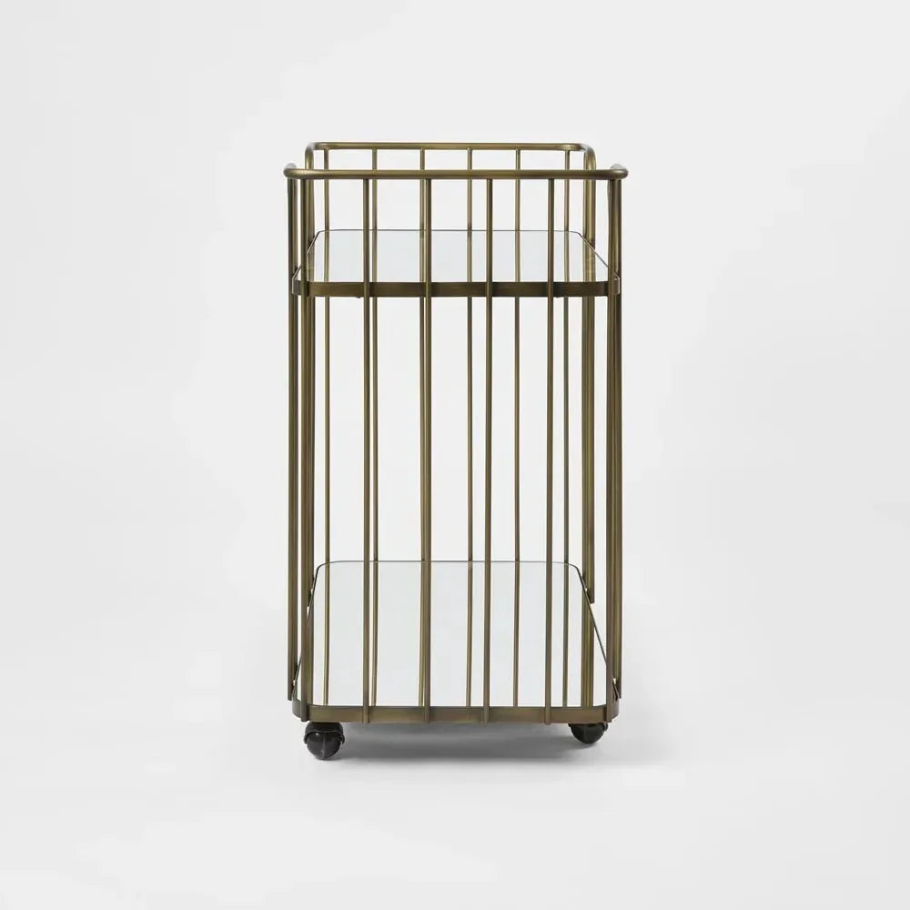 Serving Table - Steel - Glass - Gold - 80x40x80 cm