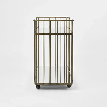 Serving Table - Steel - Glass - Gold - 80x40x80 cm