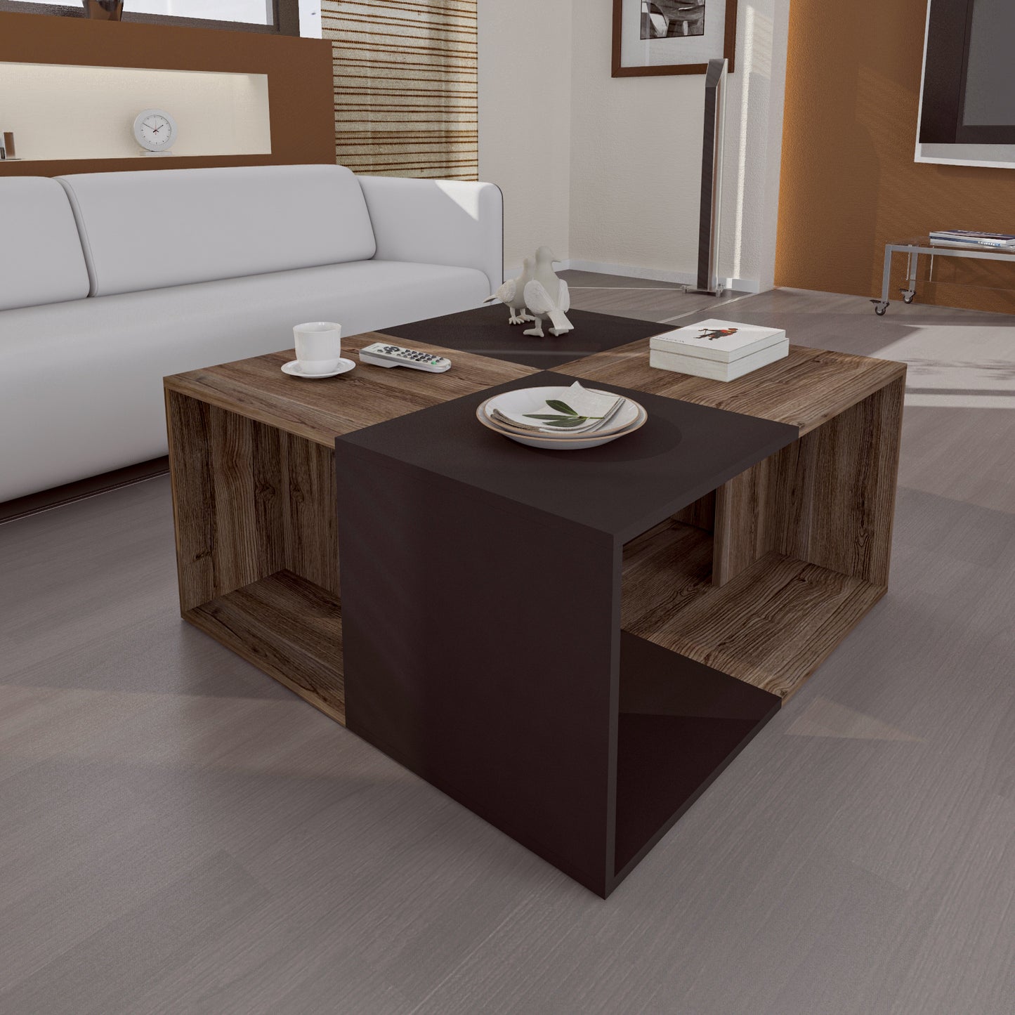 Coffee Table - Multi Color - MDF - 90x90x45 cm