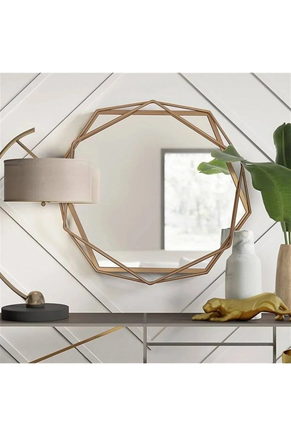 Mirror - Steel - Gold - 80x80 cm