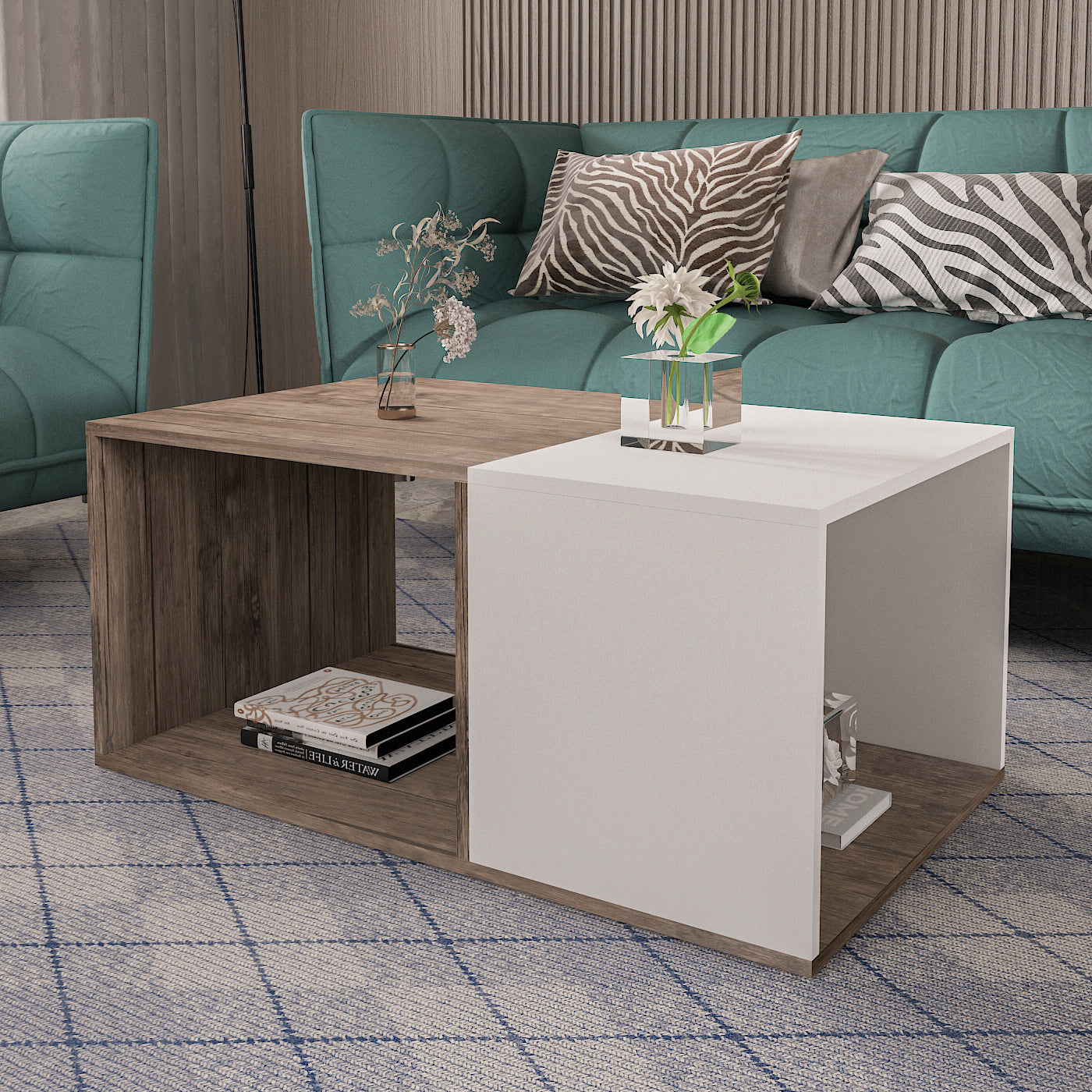 Coffee Table - Multi Color - MDF - 100x60x40 cm