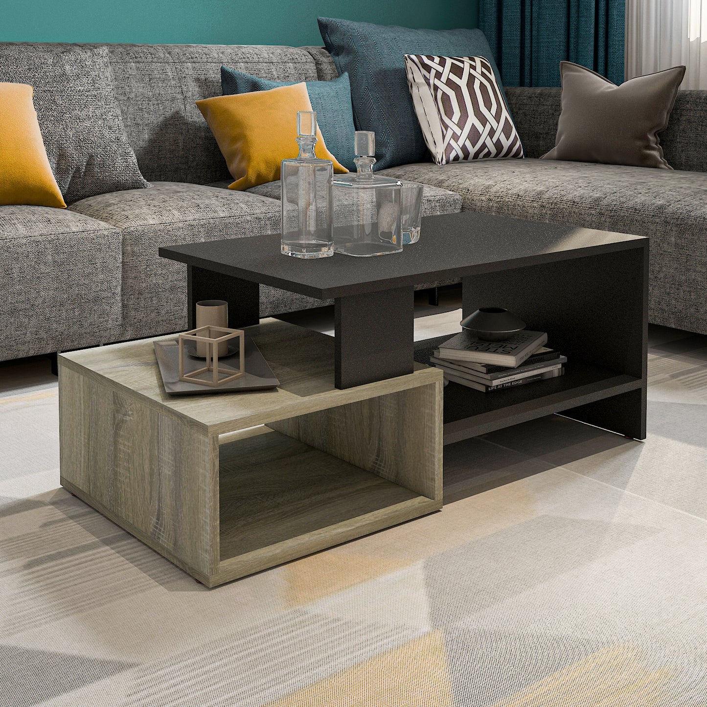 Coffee Table - MDF - Multi Color - 80x50x40 cm