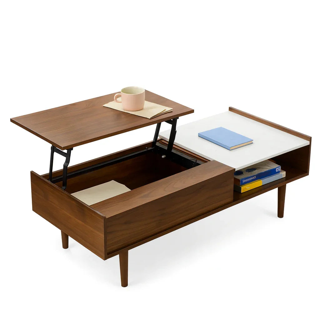 Coffee table - MDF Wood - Brown & White - 100x50x40 cm - Cataloug