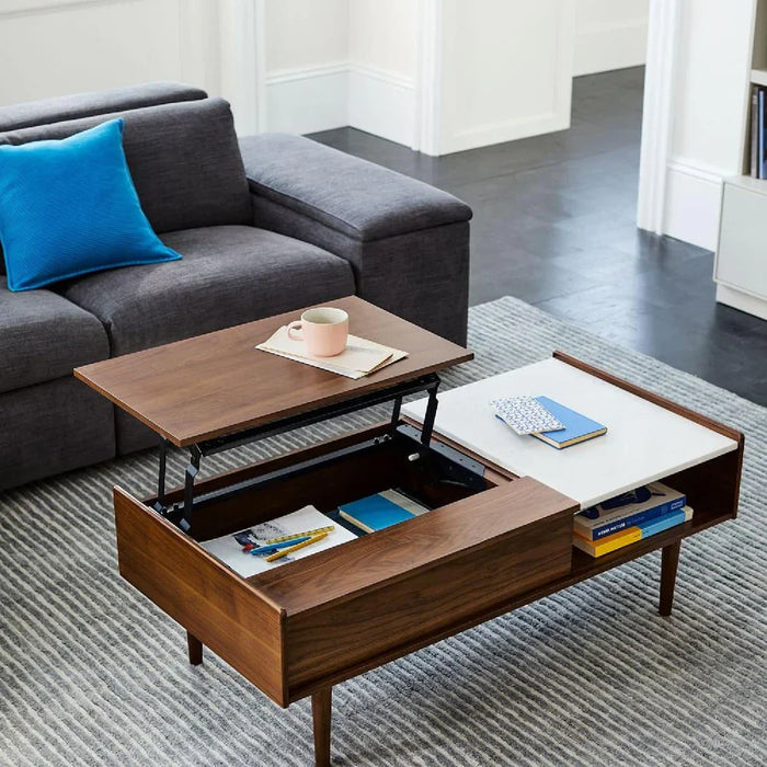 Coffee table - MDF Wood - Brown & White - 100x50x40 cm - Cataloug
